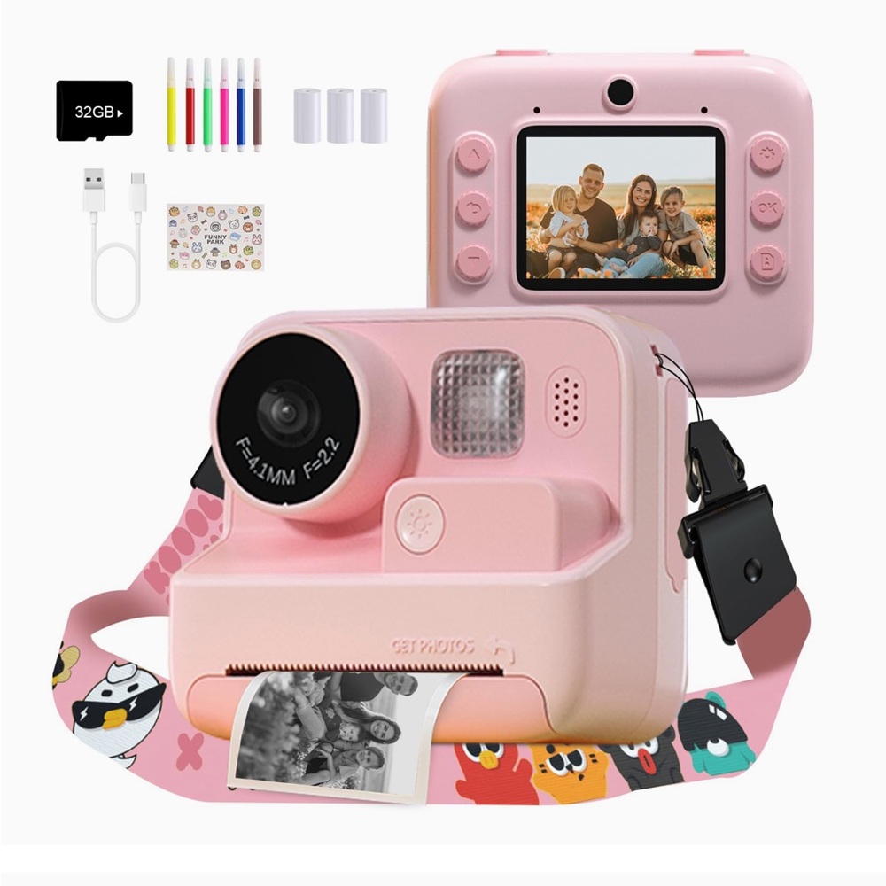 NIB Mafiti Kids Instant Print Pink Digital Camera/1080P Video Recorder Ages 3-12